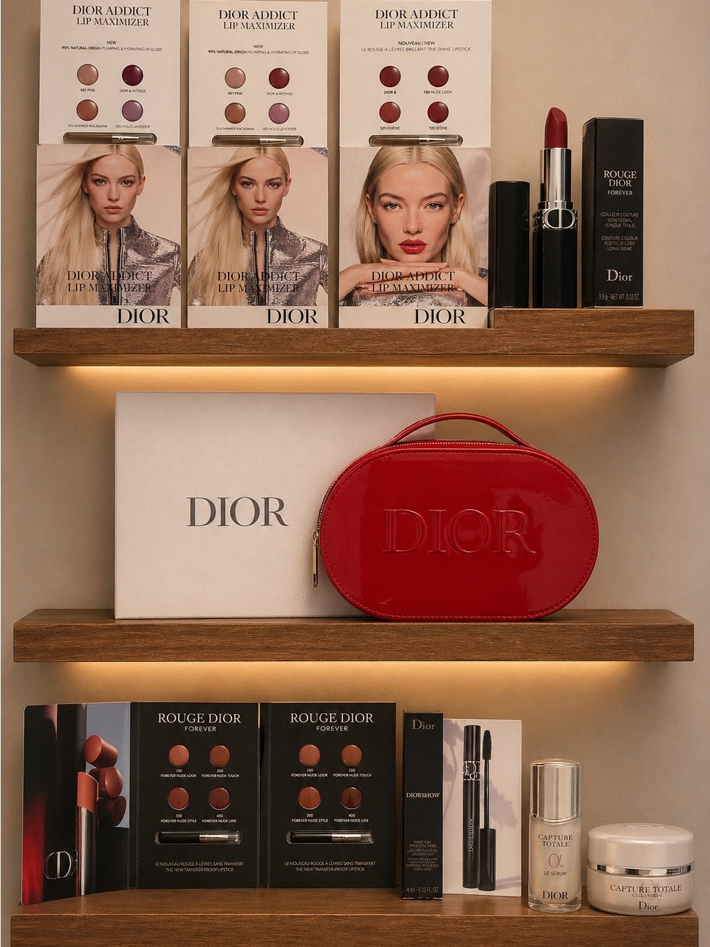 Dior Beauty w/ Red Pouch, Lip, Skincare & Extras